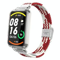 Per Xiaomi Mi Band 7 Pro Cinturino integrato con fibbia in nylon intrecciato (rosso bianco)