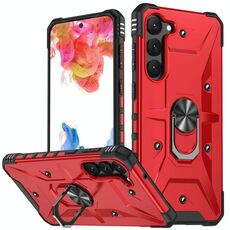 Custodia per telefono con supporto ad anello per Samsung Galaxy S23 5G (rossa)