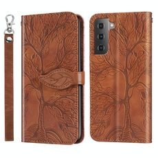 Per Samsung Galaxy S23 5G Life Tree Goffratura Custodia in pelle per telefono (marrone)