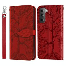 Per Samsung Galaxy S23 + 5G Life Tree Goffratura Custodia in pelle per telefono (rosso)