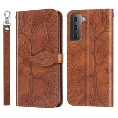 Per Samsung Galaxy S23 + 5G Life Tree Goffratura Custodia in pelle per telefono (marrone)