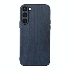 Per Samsung Galaxy S23 + 5G Custodia per telefono in PU con struttura in legno (blu)