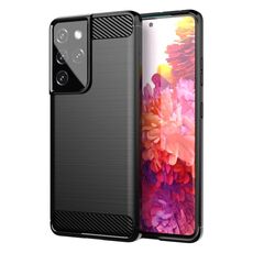 Per Samsung Galaxy S21 Custodia per cellulare TPU in fibra di carbonio con trama ultra spazzolata (nera)