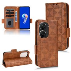 Per Asus Zenfone 9 custodia in pelle a triangolo simmetrico (marrone)