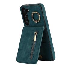 Per Samsung Galaxy S23+ 5G Anello retrò e custodia per telefono con cerniera RFID (blu)