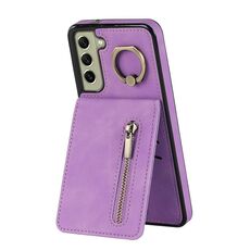 Per Samsung Galaxy S22 + 5G Custodia per cellulare con anello retrò e cerniera RFID (viola)
