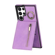 Per Samsung Galaxy S22 Ultra 5G Custodia per cellulare con anello retrò e cerniera RFID (viola)