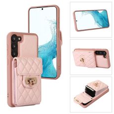 Custodia per telefono in pelle con slot per schede Samsung Galaxy S23 5G (rosa)