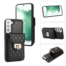 Custodia per telefono in pelle con slot per schede Samsung Galaxy S22 5G (nero)