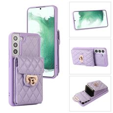 Custodia per telefono in pelle con slot per schede Samsung Galaxy S22 + 5G (viola)