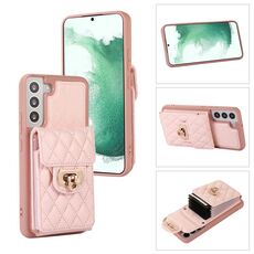 Custodia per telefono in pelle con slot per schede Samsung Galaxy S22 + 5G (rosa)