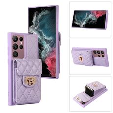 Per Samsung Galaxy S22 Ultra 5G Custodia in pelle con slot per schede (viola)