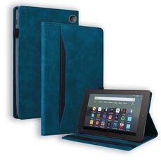 Per Amazon Kindle Fire 7 2022 Custodia per tablet in pelle antiurto orizzontale con funzione di sveglia (blu)