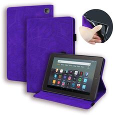 Per Amazon Kindle Fire 7 2022 Custodia per tablet in pelle goffrata con texture in vitello (viola)
