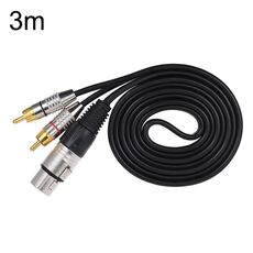 Cavo audio stereo da XLR femmina a 2RCA maschio, lunghezza: 3 m