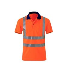 T-shirt riflettente ad asciugatura rapida Camicia da lavoro di sicurezza a maniche corte con risvolto, taglia: XXL (arancione rosso)