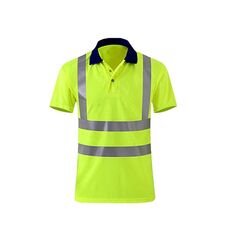 T-shirt riflettente ad asciugatura rapida Camicia da lavoro di sicurezza a maniche corte con risvolto, taglia: XXXXL (giallo fluorescente)
