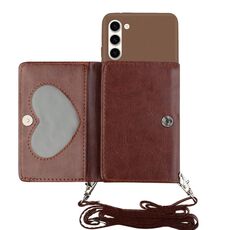 Per Samsung Galaxy S23 + 5G Crossbody Lanyard Wallet Card Bag Custodia per telefono (marrone)