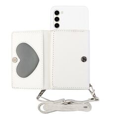 Per Samsung Galaxy S23 + 5G Crossbody Lanyard Wallet Card Bag Custodia per telefono (bianca)