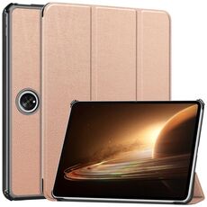 Per OPPO Pad 2 11,6 pollici Custer Pure Color 3-Fold Holder Custodia per tablet in pelle intelligente (oro rosa)