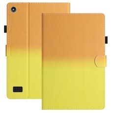 Per Amazon Kindle Fire 7 2019/2017/2015 Custodia per tablet in pelle sfumata con cuciture (giallo arancione)
