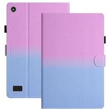 Per Amazon Kindle Fire 7 2019/2017/2015 Custodia per tablet in pelle sfumata con cuciture (viola blu)