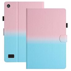 Per Amazon Kindle Fire 7 2019/2017/2015 Custodia per tablet in pelle sfumata con cuciture (rosa blu)