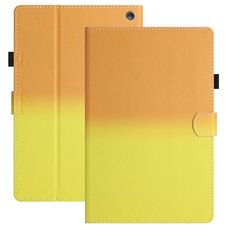 Per Amazon Kindle Fire 7 2022 Custodia per tablet in pelle sfumata con cuciture (giallo arancione)