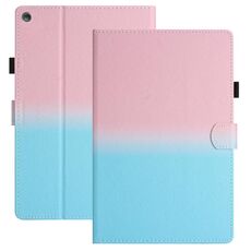 Per Amazon Kindle Fire HD8 2018/2017/2016 Custodia per tablet in pelle sfumata con cuciture (rosa blu)