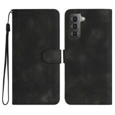 Custodia in pelle per Samsung Galaxy S22+ 5G con motivo a cuore (nero)