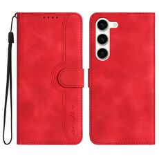 Custodia in pelle per Samsung Galaxy S23+ 5G con motivo a cuore (rosso)