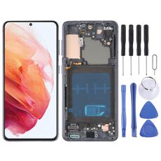 Schermo LCD in materiale OLED per Samsung Galaxy S21 5G SM-G991B Digitizer Assemblaggio completo con cornice (nero)