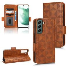 Per Samsung Galaxy S22 5G Custodia in pelle a triangolo simmetrico (marrone)
