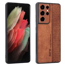 Per Samsung Galaxy S21 Ultra 5G AZNS Custodia per telefono in pelle goffrata 3D (marrone)