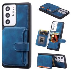 Per Samsung Galaxy S21 Ultra 5G Skin Feel Dream Pennello antifurto Custodia antiurto portatile per scheda di pelle (blu pavone)