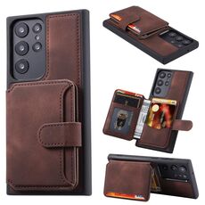 Per Samsung Galaxy S22 Ultra 5G Skin Feel Dream Pennello antifurto Custodia per telefono portatile antiurto con custodia in pelle (caffè)