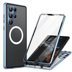 Per Samsung Galaxy S22 Ultra 5G Lens Protector Custodia per telefono magnetica a doppia faccia MagSafe (blu)