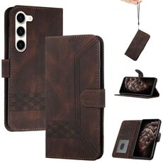 Per Samsung Galaxy S23 5G Cubic Skin Feel Custodia per cellulare in pelle flip (marrone)