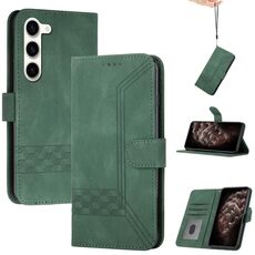 Per Samsung Galaxy S23+ 5G Cubic Skin Feel Custodia per cellulare in pelle flip (verde)