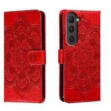 Per Samsung Galaxy S23 5G Sun Mandala Embossing Pattern Custodia in pelle per telefono (rosso)