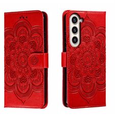 Per Samsung Galaxy S23+ 5G Sun Mandala Embossing Pattern Custodia in pelle per telefono (rosso)