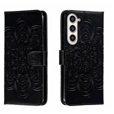 Per Samsung Galaxy S23+ 5G Sun Mandala Embossing Pattern Custodia in pelle per telefono (nero)