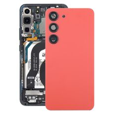 Per Samsung Galaxy S23 SM-S911B Coperchio posteriore batteria in vetro OEM con copriobiettivo fotocamera (rosso)