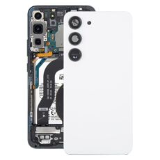 Per Samsung Galaxy S23 SM-S911B Coperchio posteriore batteria in vetro OEM con copriobiettivo fotocamera (bianco)