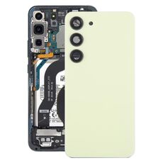 Per Samsung Galaxy S23 SM-S911B Coperchio posteriore batteria in vetro OEM con copriobiettivo fotocamera (giallo)