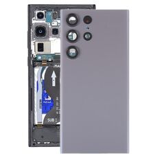 Cover posteriore in vetro per batteria Samsung Galaxy S23 Ultra SM-S918 con copriobiettivo fotocamera (grigio)