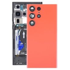 Cover posteriore in vetro per batteria Samsung Galaxy S23 Ultra SM-S918 con copriobiettivo fotocamera (rosso)