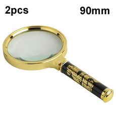 Lente d'ingrandimento portatile per libri di lettura per anziani 2 pezzi, diametro: 90 mm (manico rimovibile)
