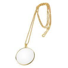 Lente d'ingrandimento per collana con lenti in vetro a specchio con espansione rotonda a catena in metallo (oro)