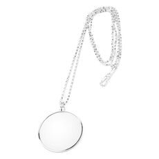 Lente d'ingrandimento per collana con lenti in vetro a specchio con espansione rotonda a catena in metallo (argento)